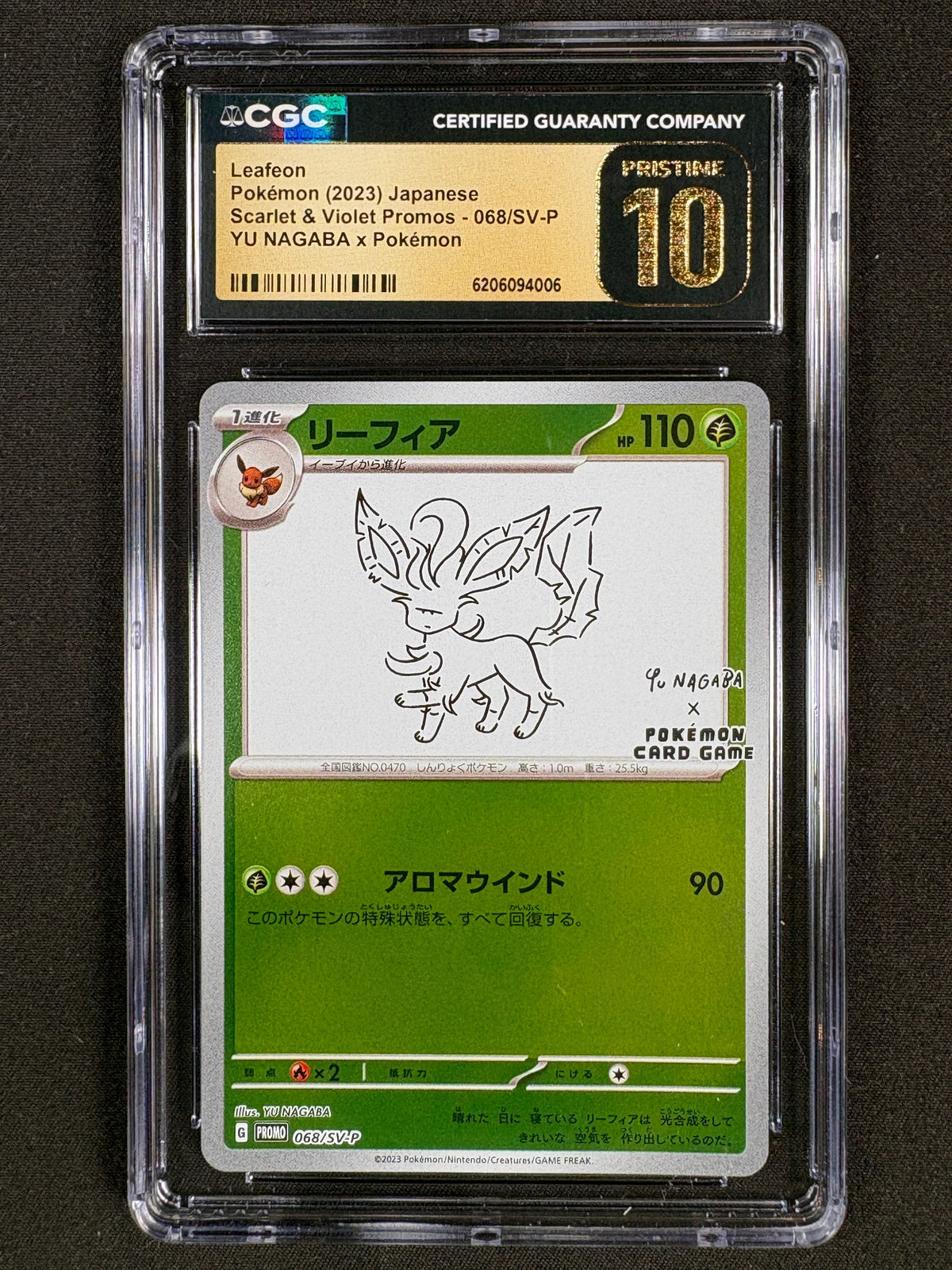 Leafeon / Folipurba 068/SV-P Yu Nagaba CGC Pristine 10 Japanisch – Pokémon TCG – Vorderseite des CGC Slabs – NEVO Store