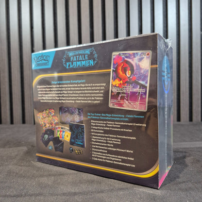 Pokémon Mega Evolution Fatal Flames ETB German Rückseite mit Inhalt