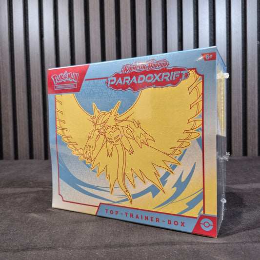 Pokémon Paradox Rift ETB Roaring Moon Donnersichel deutsche Ausgabe Vorderansicht