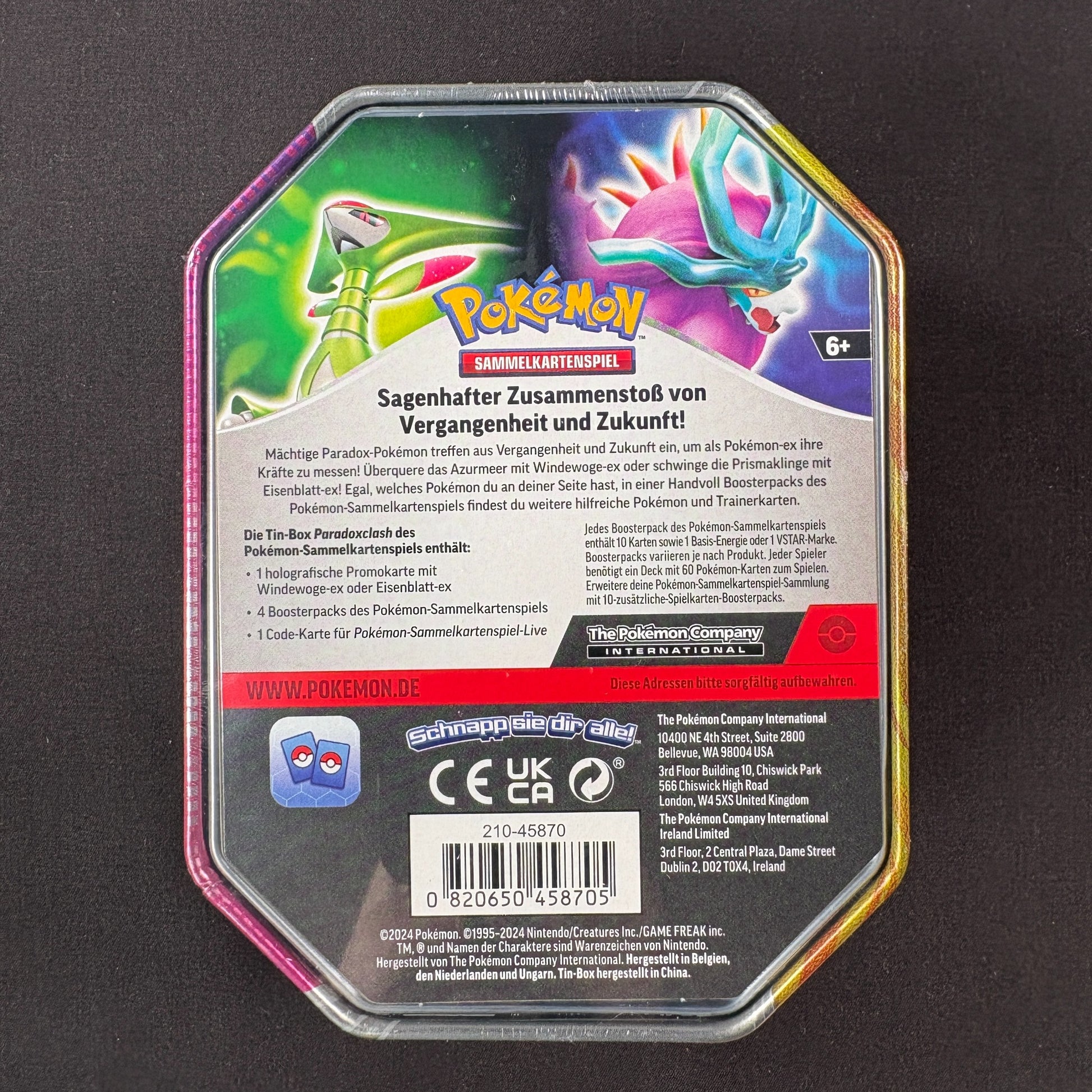 Pokémon Paradoxclash Tin Windewoge-ex Deutsch original versiegelt Rückseite