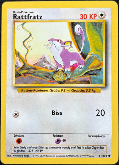 Pokémon Rattfratz 61/102 Basis-Set Deutsch – Vorderseite
