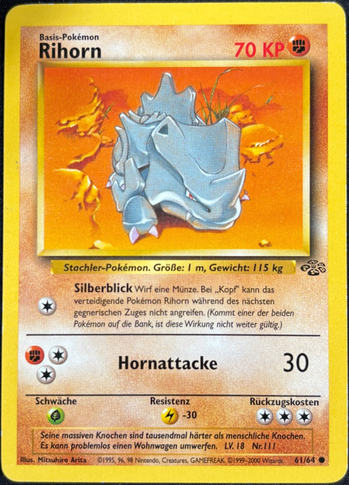 Pokémon Rihorn 61/64 Dschungel Deutsch – Vorderseite
