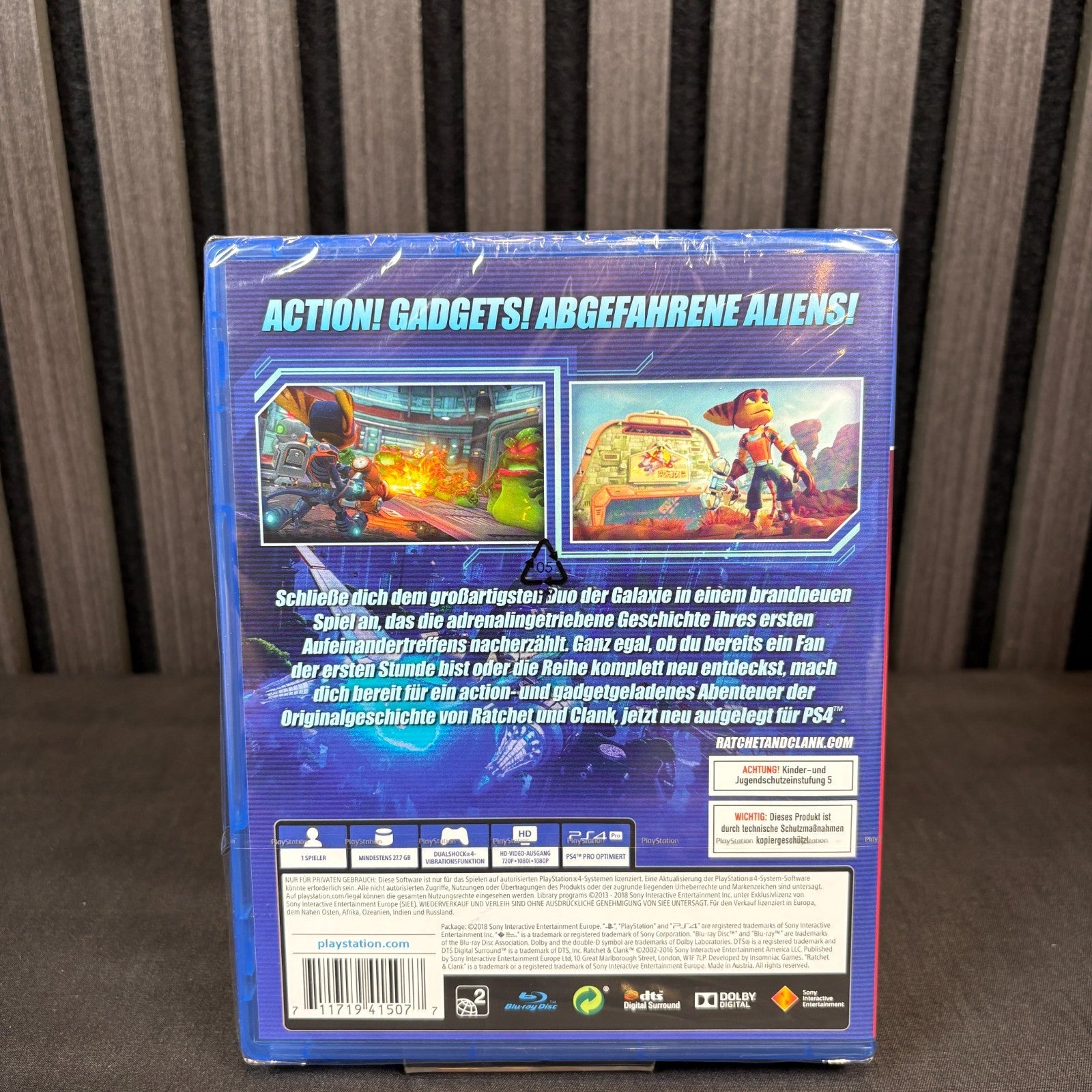 Ratchet & Clank für PS4 PAL Rückseite mit Spielinfos