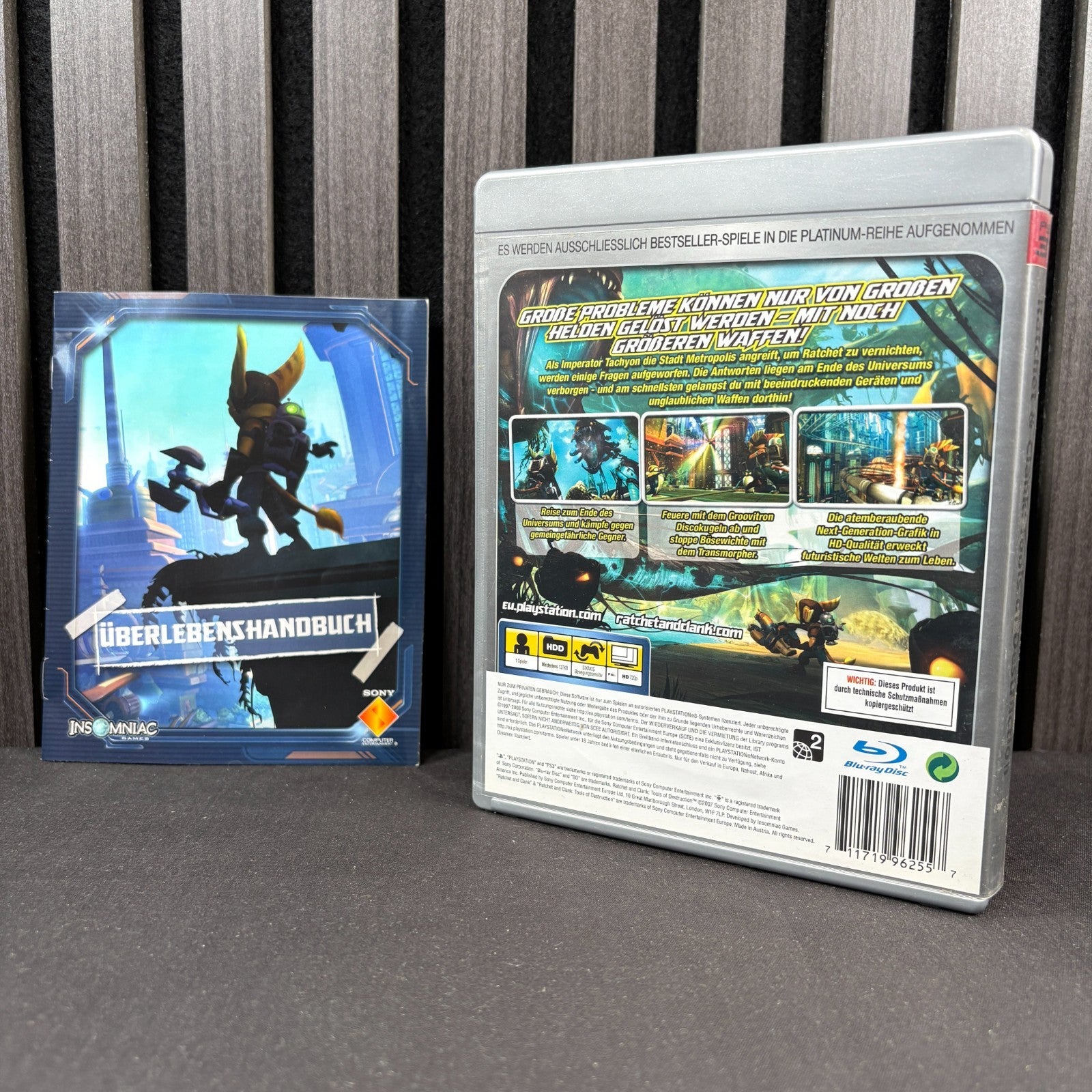 Ratchet & Clank Tools of Destruction PS3 PAL Rückseite der Originalhülle
