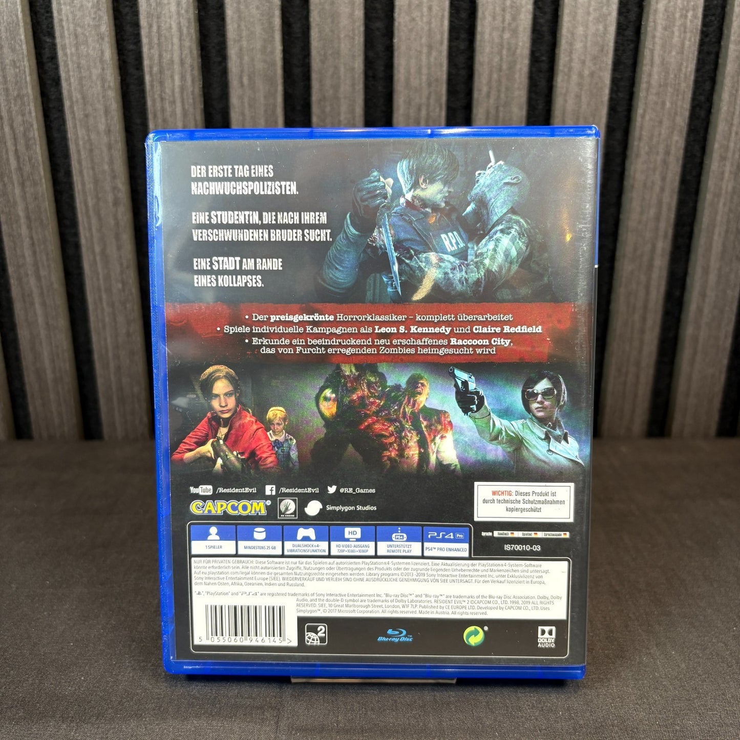 Resident Evil 2 PS4 PAL Cover Rückseite