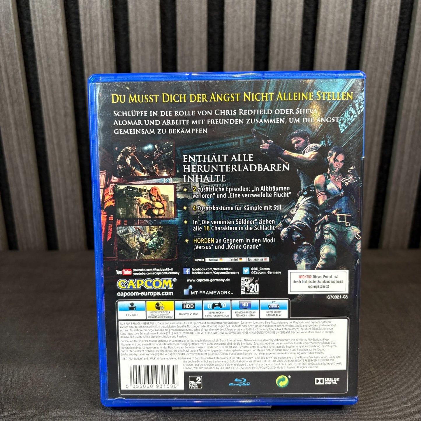 Resident Evil 5 PS4 PAL Cover Rückseite Detailansicht sehr gut
