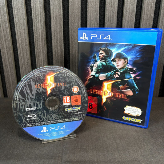 Resident Evil 5 PS4 PAL Spiel sehr gut Frontansicht mit Hülle
