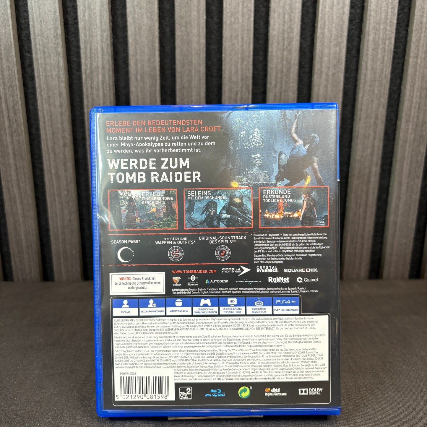 Backcover von Shadow of the Tomb Raider Croft Edition mit Infos
