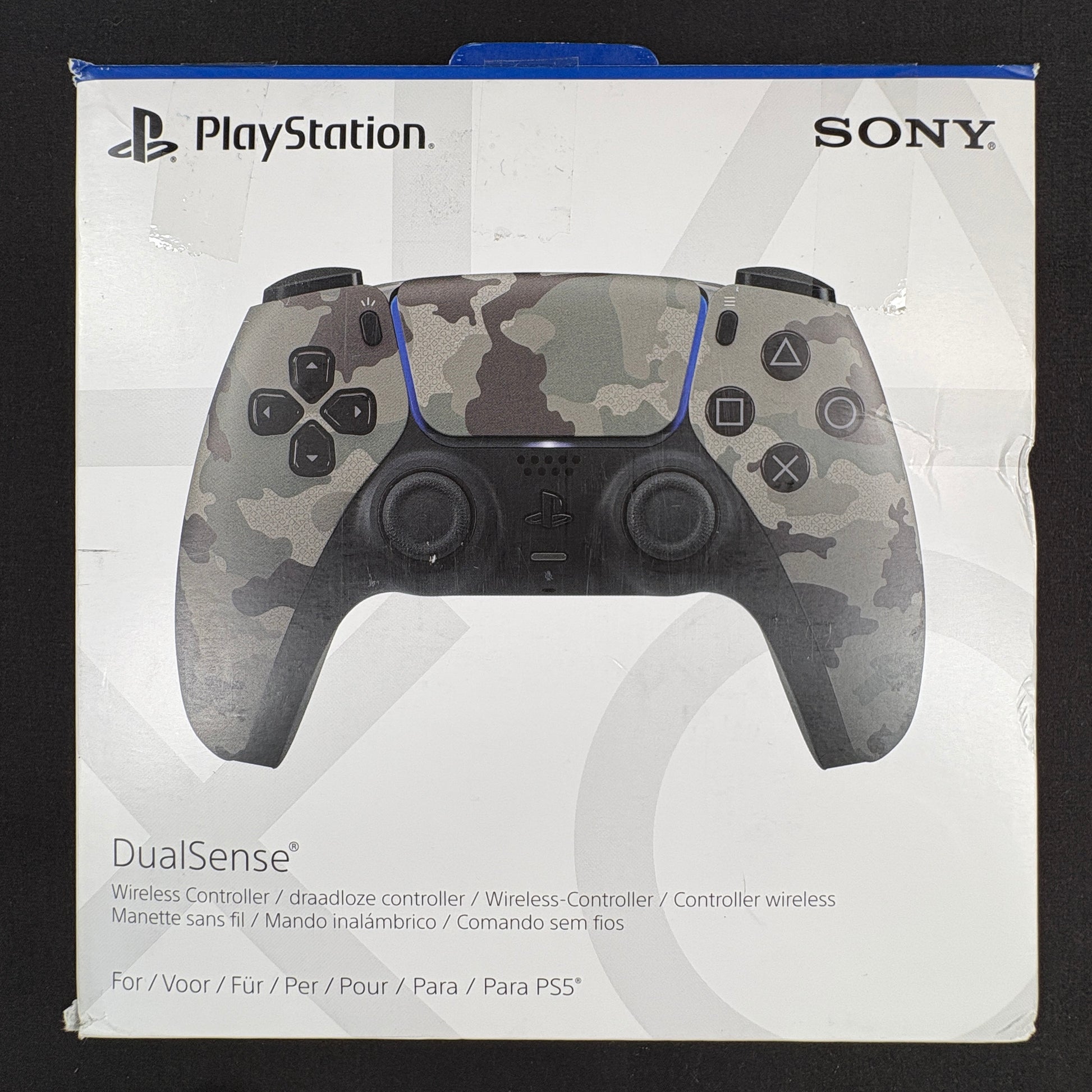 Sony DualSense Grey Camouflage PS5 Controller mit Originalverpackung – OVP Vorderseite