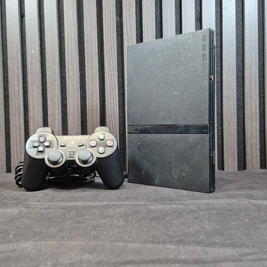 Sony PlayStation 2 Slim Konsole Schwarz mit Controller im kompletten Set