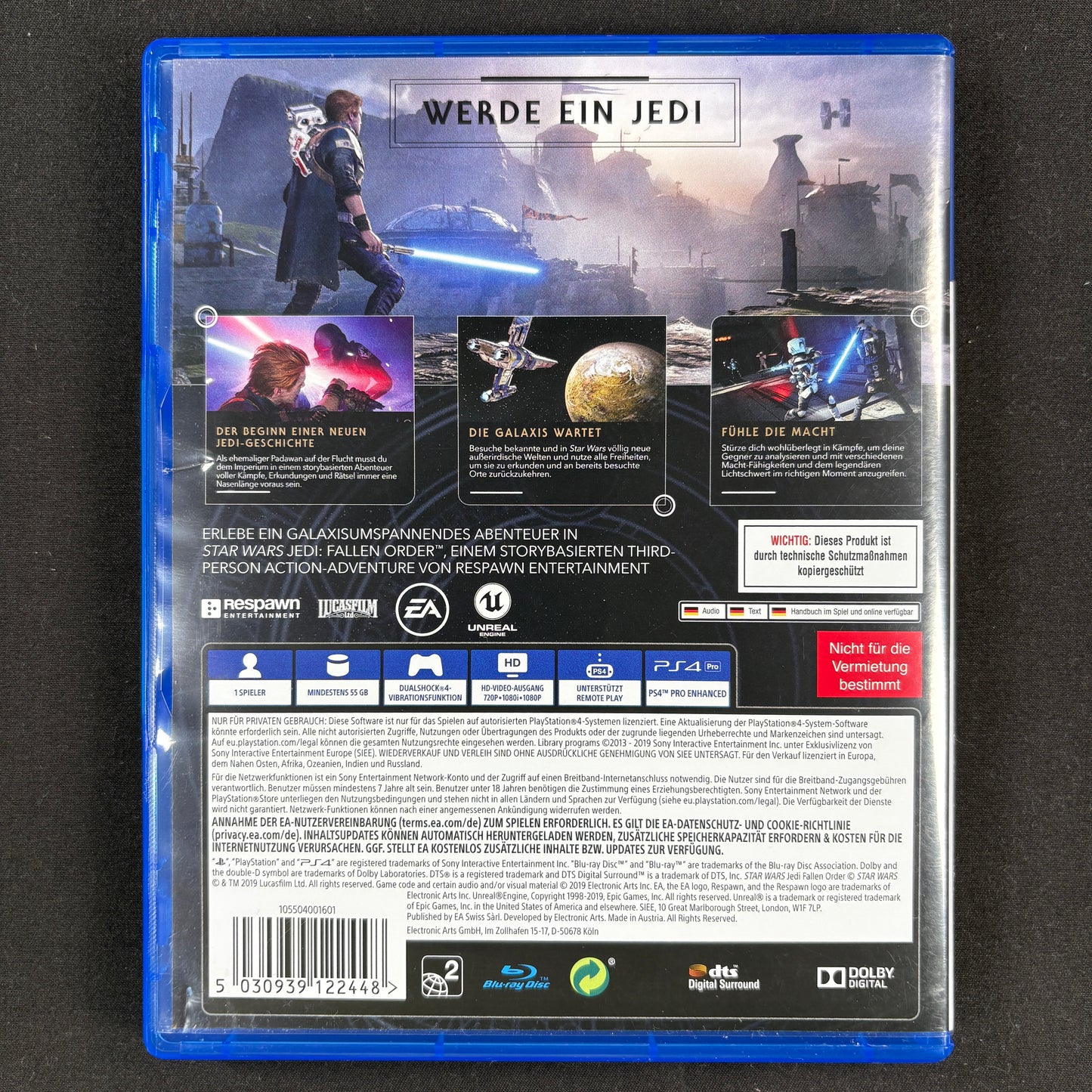 Star Wars Jedi Fallen Order für PlayStation 4 deutsche Ausgabe – Rückseite