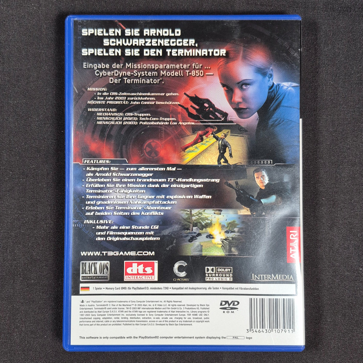 Terminator 3 Rückkehr der Maschinen – Sony PlayStation 2 – Deutsch – Zustand Gut – Rückseite – NEVO Store