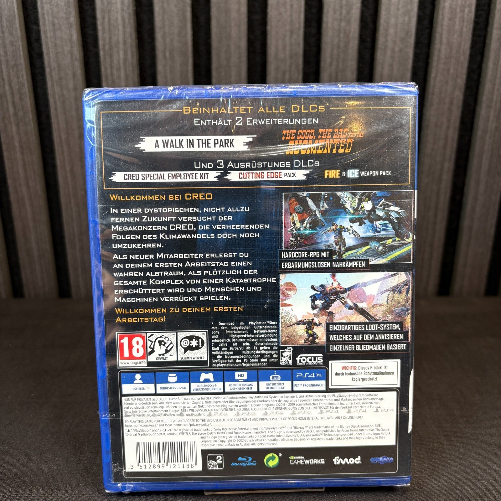 Backcover von The Surge Augmented Edition PS4 mit Infos