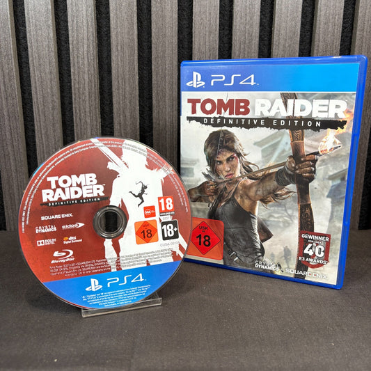 Tomb Raider Definitive Edition PS4 PAL Spiel sehr gut Frontansicht mit Hülle