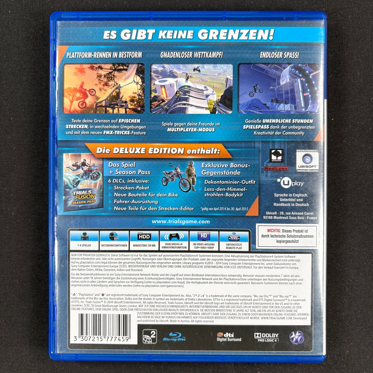 Trials Fusion Deluxe Edition für PlayStation 4 PAL – Rückseite