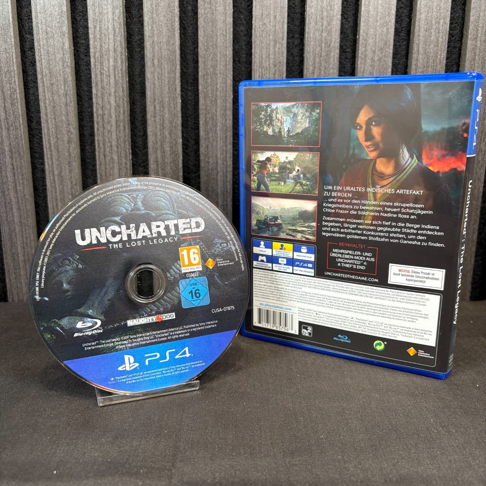 Uncharted The Lost Legacy PS4 PAL Spiel Rückseite mit Beschreibung