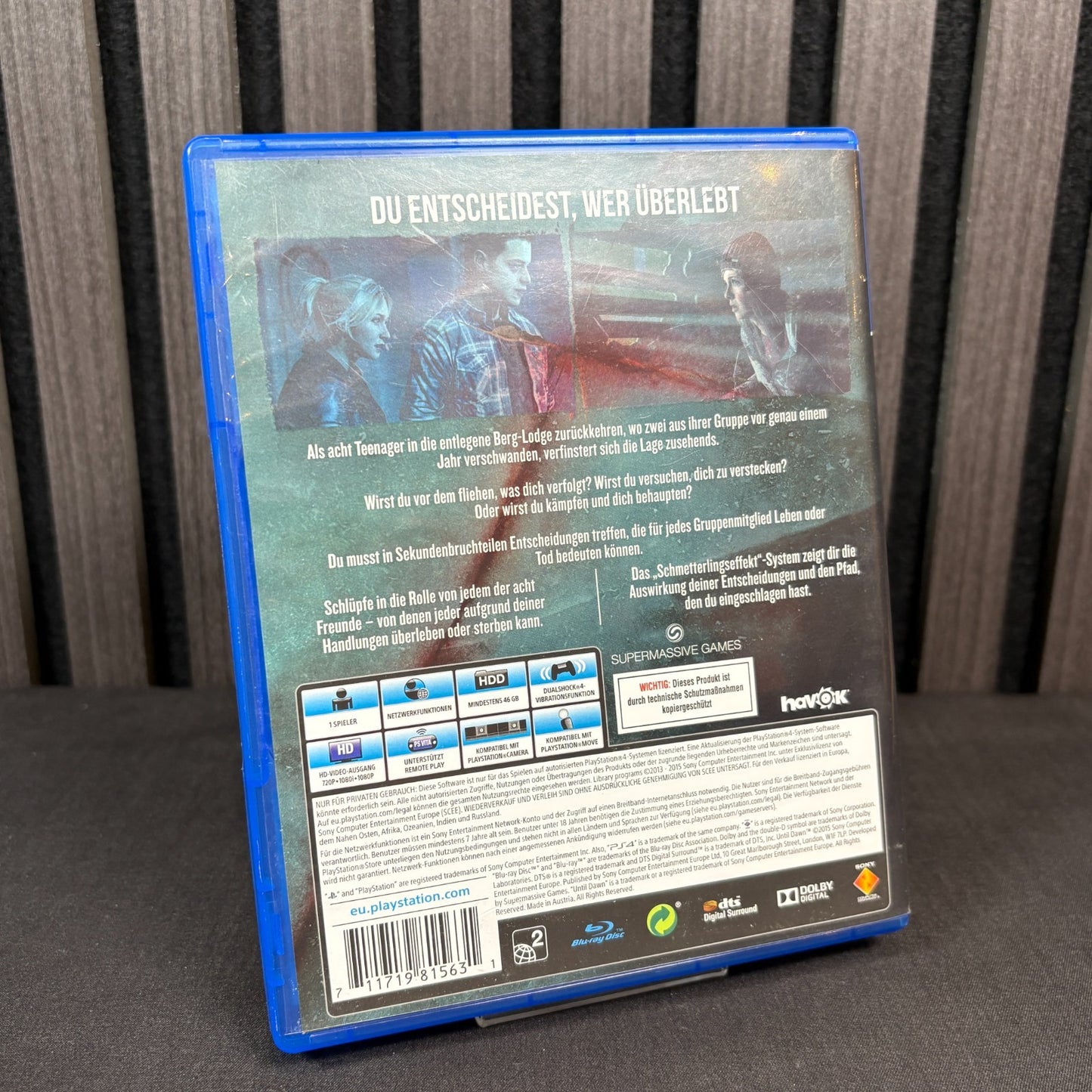 Until Dawn PS4 Cover Rückseite