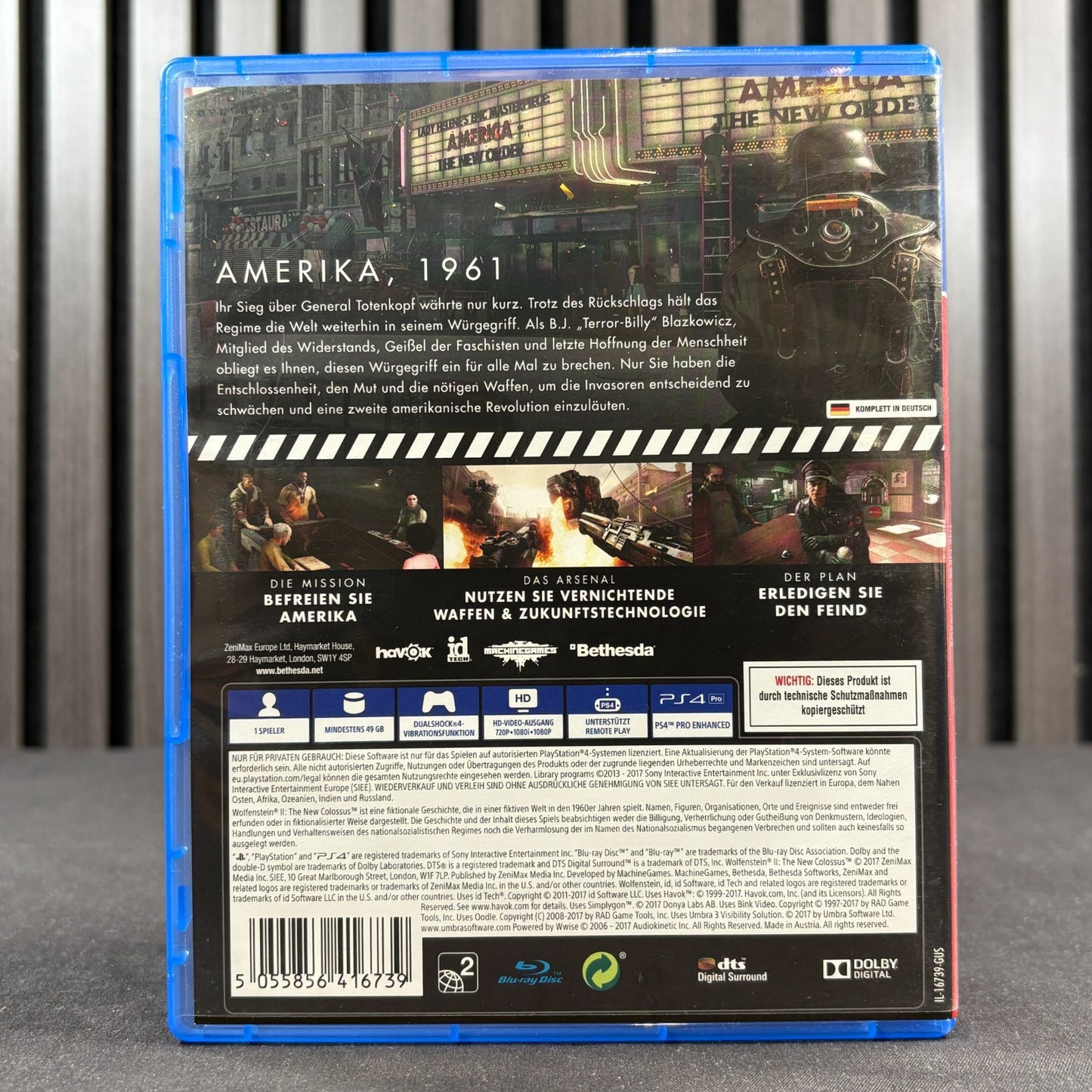 Wolfenstein II The New Colossus PS4 Cover Rückseite als Detailansicht